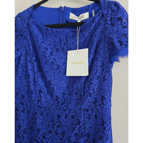 Diane Von Furstenberg Blue Lace Dress 6 NWT - Picture 4 of 5